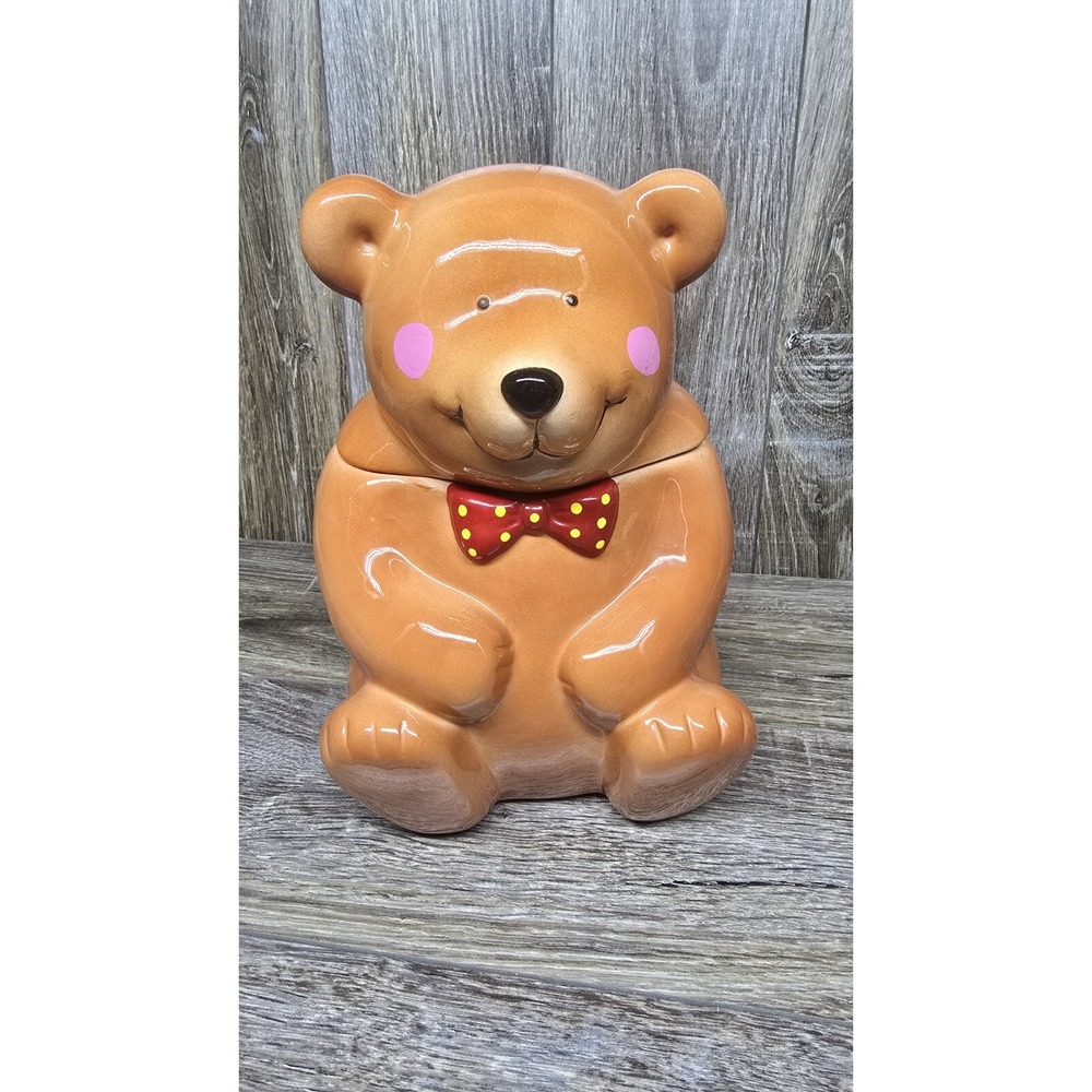 Coco Dowley Teddy Bear w/Bow Tie Cookie‎ Jar Vintage EUC